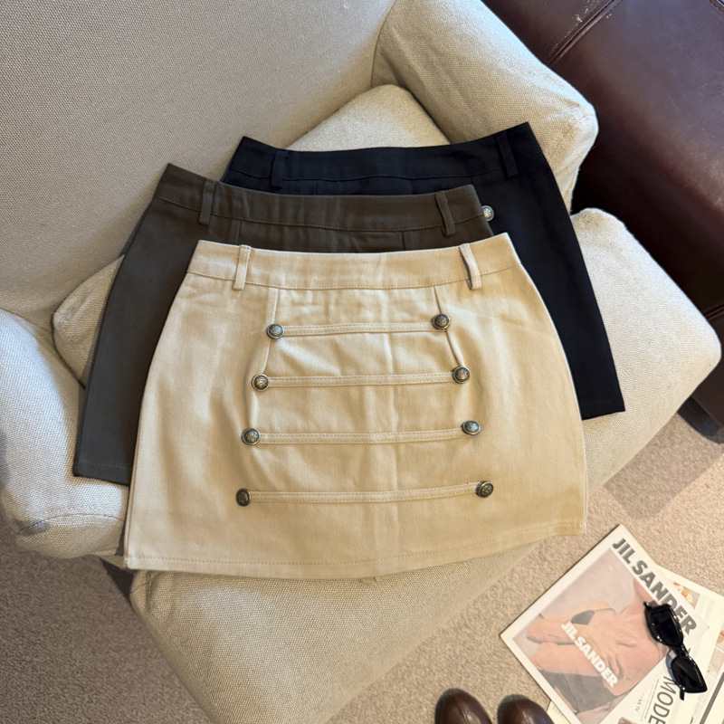 2026 Early Autumn Vintage Button A-Line Short Skirt for Women